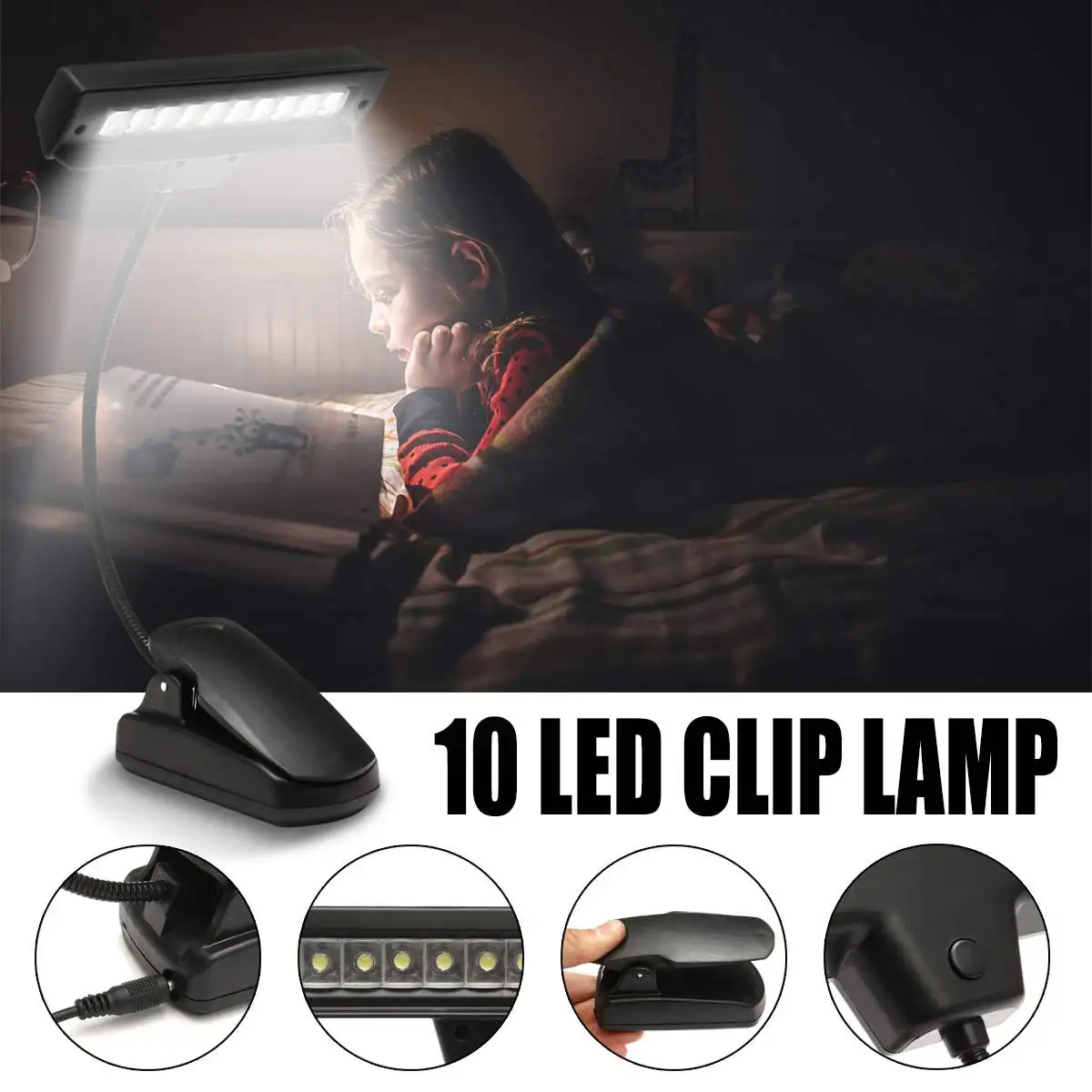 10LED клип на музыку световые стойки портативный гибкий USB Перезаряжаемый фортепиано спектр лампа для чтения музыка Стенд Настольный свет