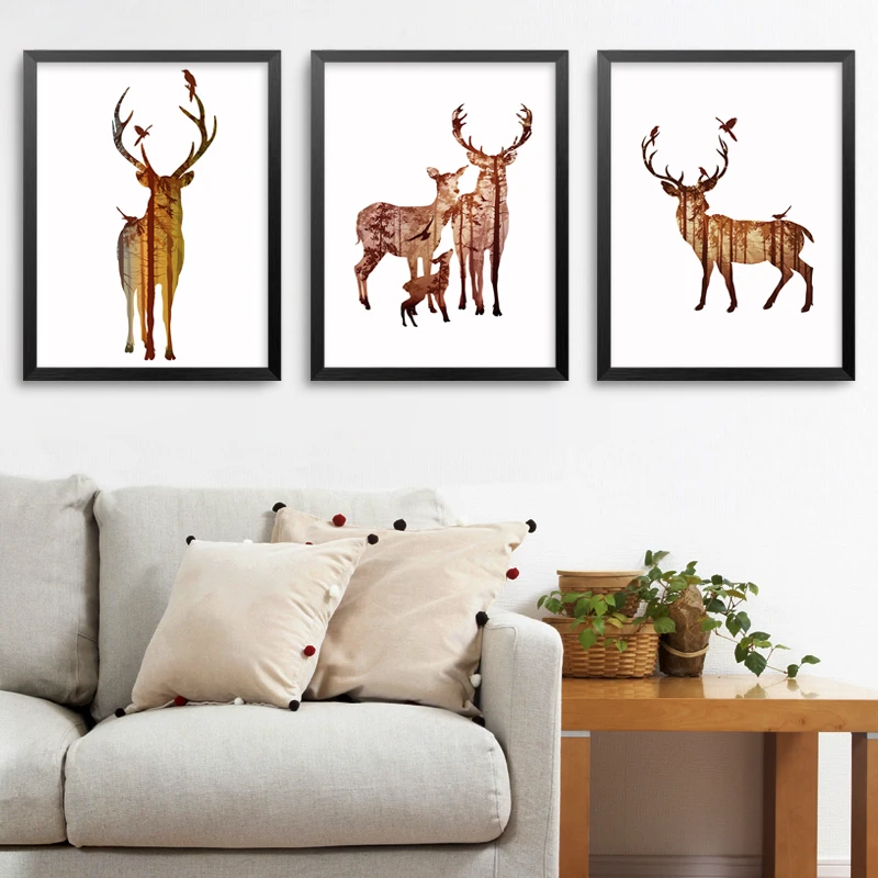 Nordic Animals Deer Canvas Paintings Abstract Animal Posters Oil Print Art Wall Pictures Home Decor Unframed Drop Shipping | Дом и сад