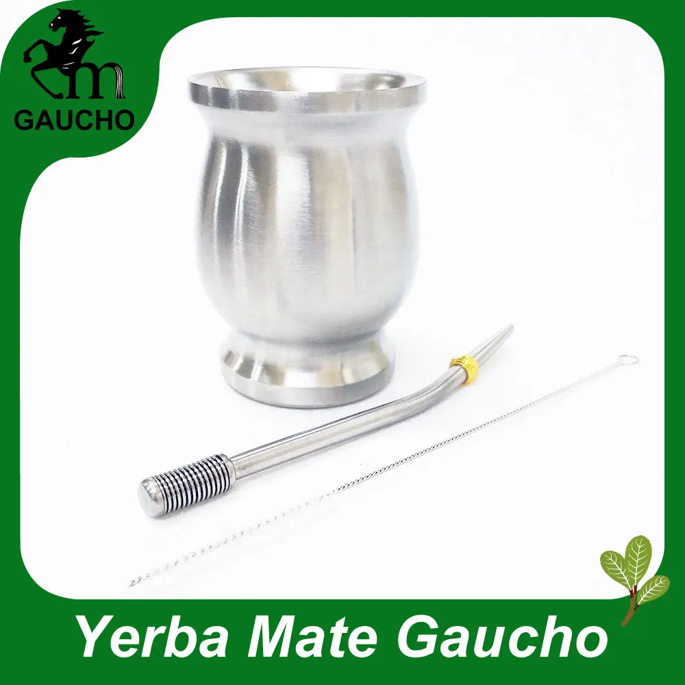 MB006-165 1 компл./лот деликатные Yerba мате Калабаш тыквы наборы из нержавеющей стали двойная стена с трубка для травяного чая мате и щетка для чистки - Цвет: MB006-165