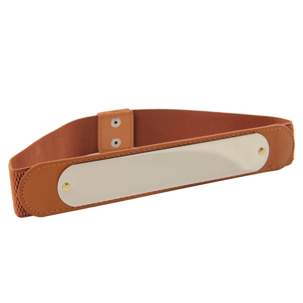New Fashion Mirror Metal Elastic Waist Leather Belt Metallic Plate Wide | Аксессуары для одежды