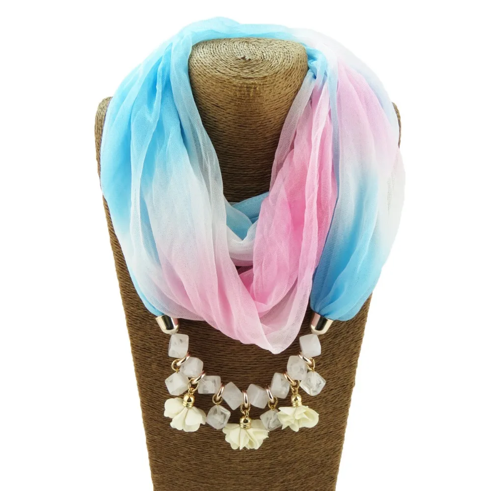 Модное этническое ожерелье шелковый шарф подвеска в виде цветка женский