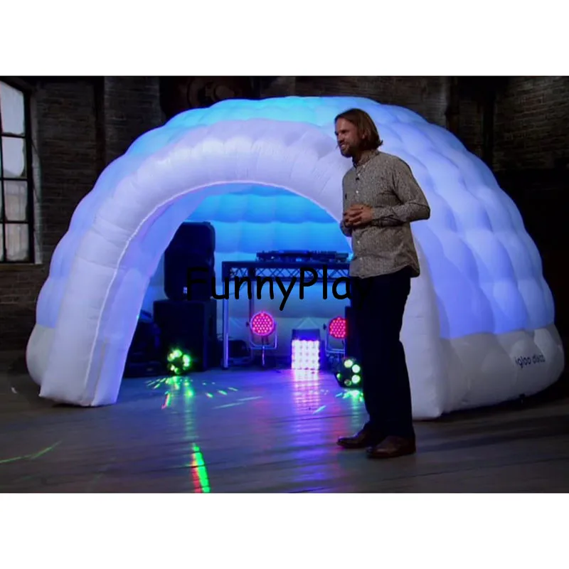 Надувные палатки igloo для продажи во дворе, большие надувные вечерние палатки, всплывающее светодиодное освещение открытый надувной купол палатки