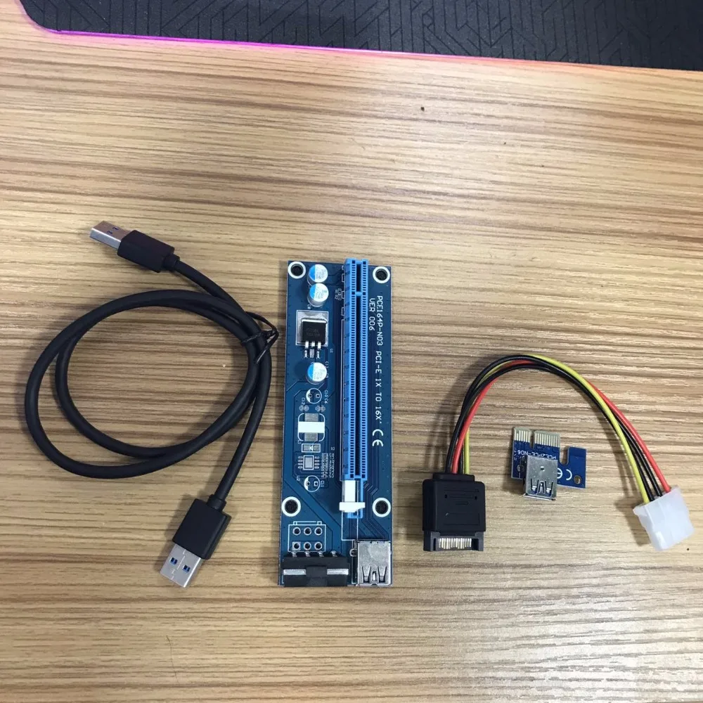 PCI-E PCIe PCI Express 1x to 16x Riser USB 3.0 Extender Cable with Sata 4Pin IDE Molex Power Supply for BTC Miner RIG |