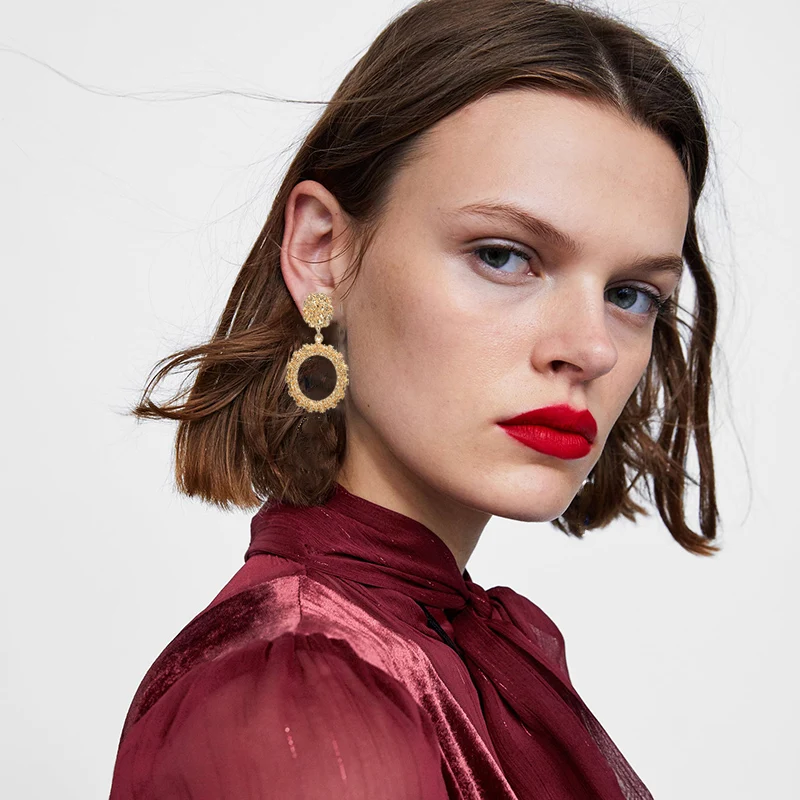 Boho массивные ювелирные изделия, имитация жемчуга, серьги в форме сердца, круглые квадратные геометрические серьги, металлические серьги Za, золотые Винтажные серьги