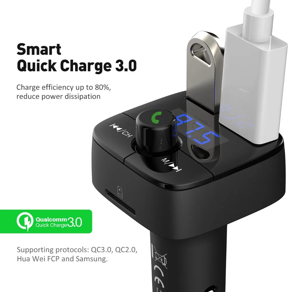 VicTsing bluetooth передатчик беспроводной автомобильный комплект радиоадаптер без рук