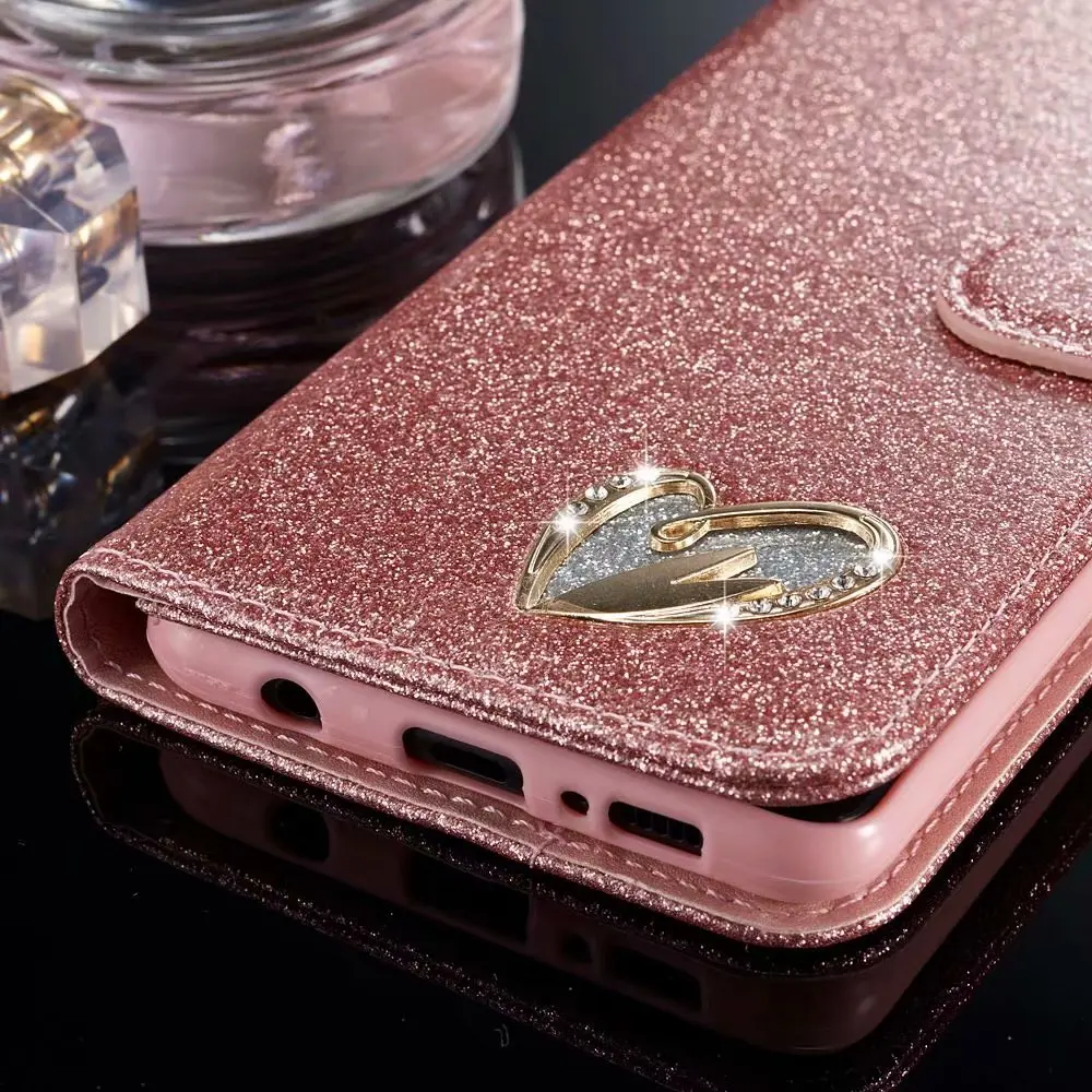 Блестящий чехол с кристаллами и бриллиантами для Huawei P30 блестящий кожаный