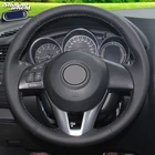 Блестящий черный чехол рулевого колеса автомобиля из натуральной кожи для Mazda 3 Axela 2013-16 Mazda 6 Atenza 2014-17 Mazda 2 2015-17