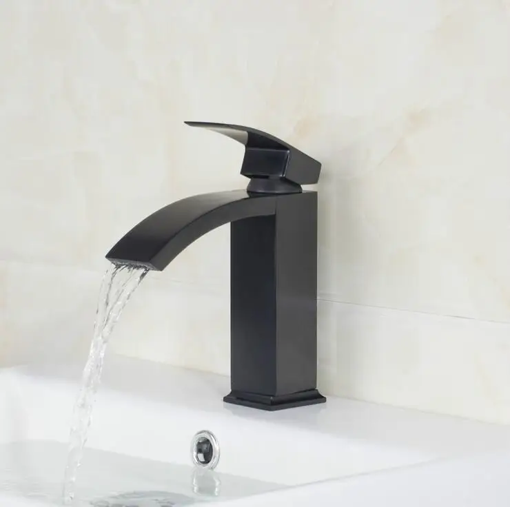 Смеситель для раковины в ванную комнату медный кран черный латунный с одним