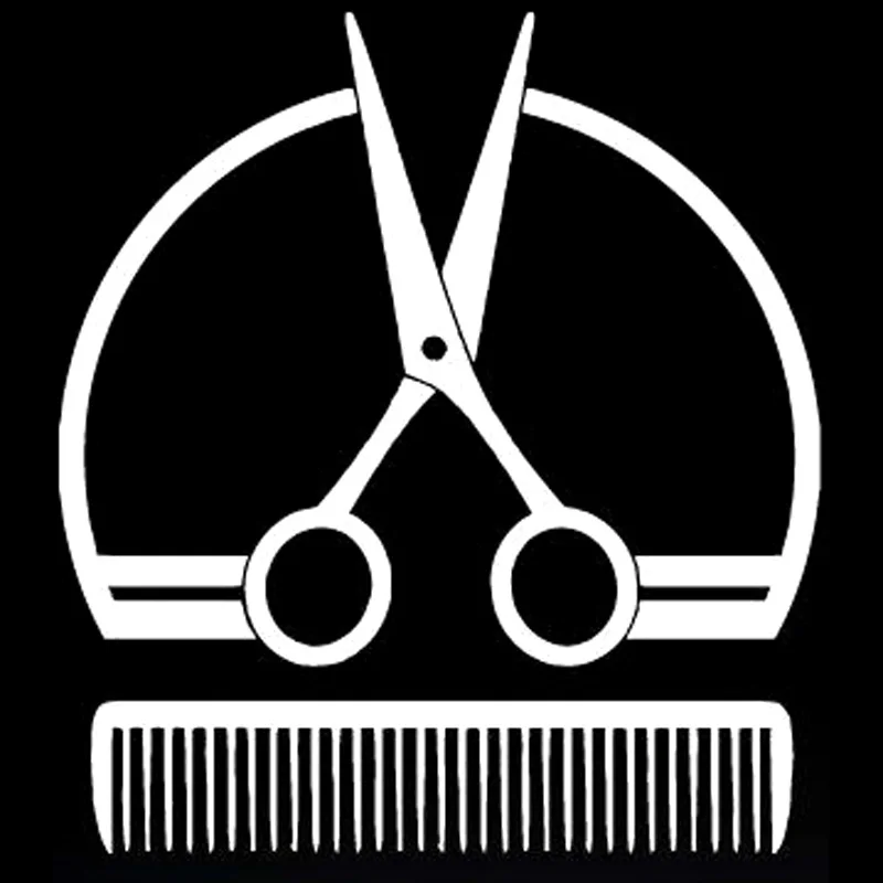 YJZT 11.9CM*13.3CM Scissors Comb Brush Barbershop Vinyl Window Decoration Car Sticker C22-0237 | Автомобили и мотоциклы