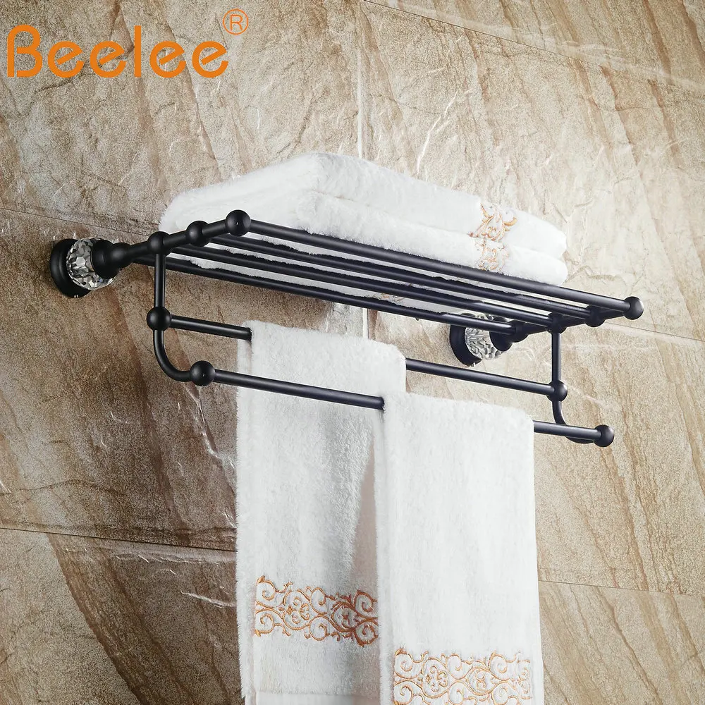 Beelee твердая латунная бронзовая стойка для полотенец черный настенный держатель