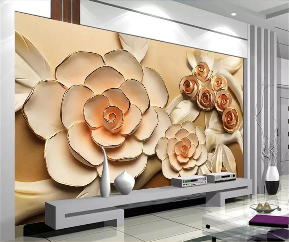 

3D фотообои на заказ, рельефная Роза, для гостиной, спальни, ТВ