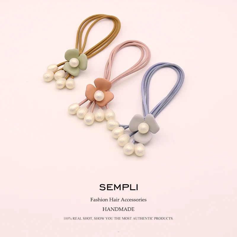 Резинки для волос Sempli женские нейлоновые эластичные резинки с цветами жемчугом