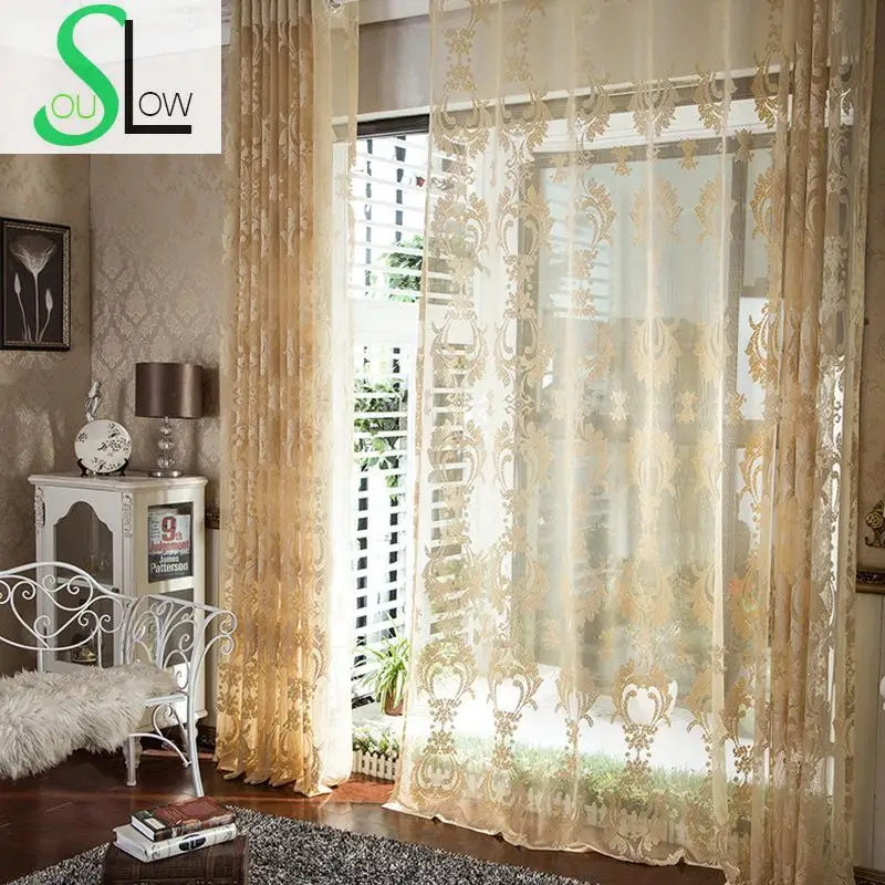 Желтые занавески медленная душа плиссированные европейские Цветочные тюль
