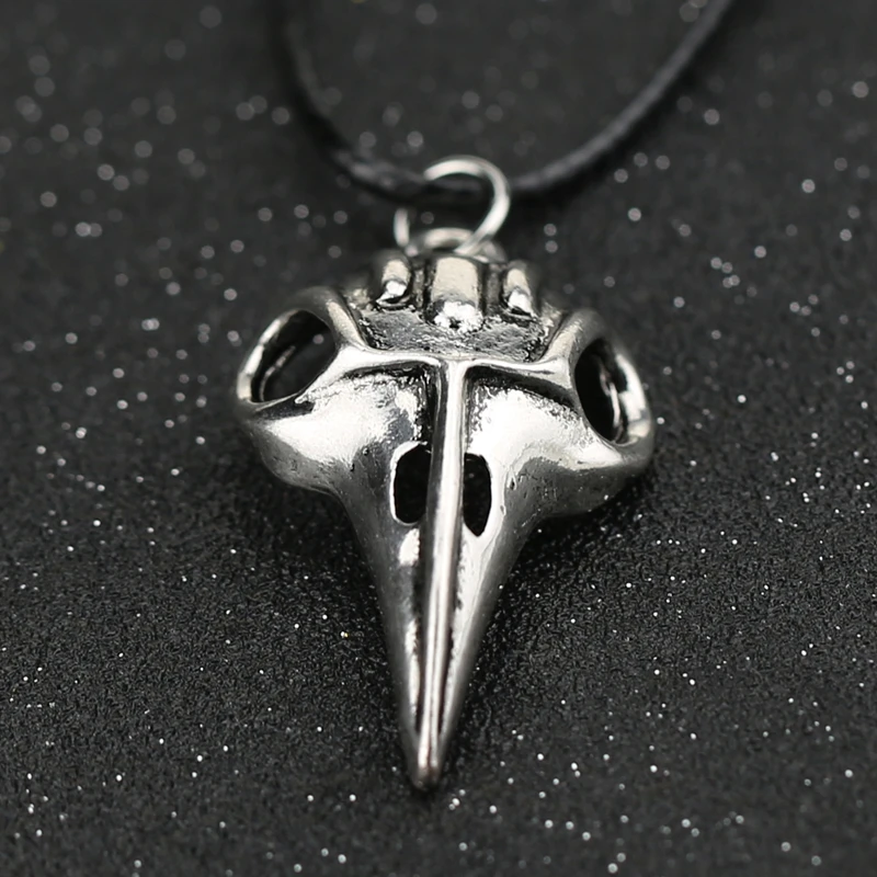 Ожерелье с вороном черепом подвеска в виде птицы вороны стимпанк викингов готика