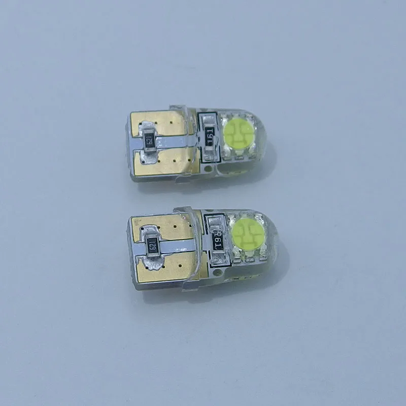 2 шт. T10 LED W5W светодиодные лампы белого цвета 194 168 RGB 5050 с коротким силиконовым