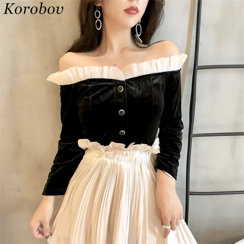 Korobov 2018 Осенняя винтажная блузка в Корейском стиле шикарные кружевные рубашки с