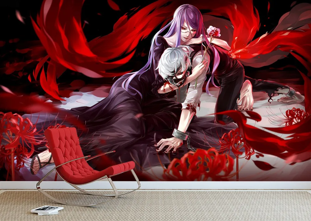 

[Self-Adhesive] 3D Tokyo Ghoul Blood Roses 22 Japan Anime Wall Paper mural Wall Print Decal Wall Murals