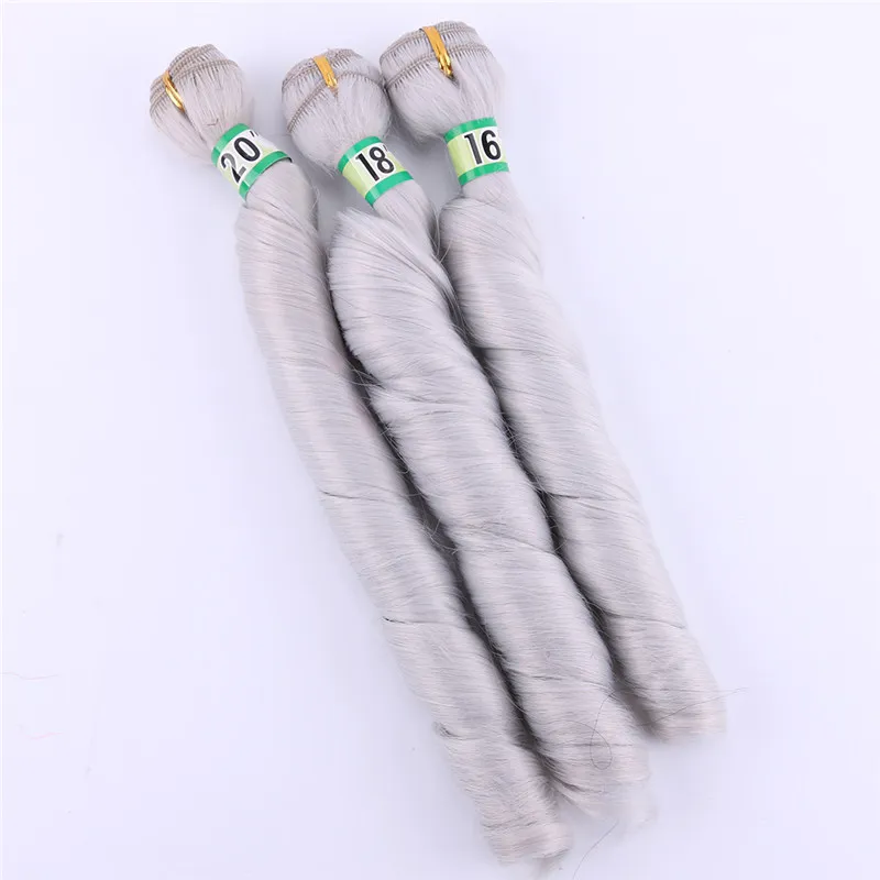 Light Grey 16, 18, 20 дюймов, 3 пряди, один комплект, чистый цвет, пряди 210 г весенние кудрявые волосы, пучок, высокотемпературные синтетические волосы для наращивания - Цвет: Light Grey