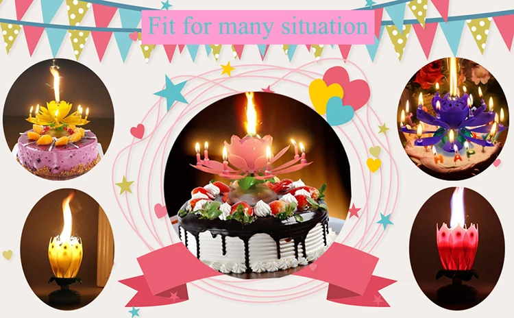 Музыкальная свеча цветок лотоса вращающийся светильник для свечей подарок на