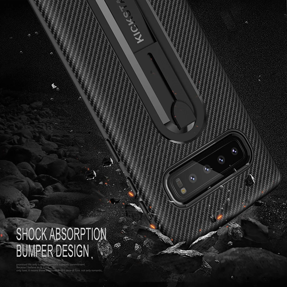 Bumper Carbon Fiber Cover Case Mobile Phone Holder Stand For Samsung S8 Hard Bracket J7 S7 S9 S10 Plus | Мобильные телефоны и