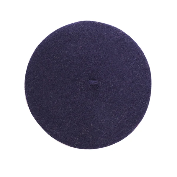 Navy Blue 23 Цвета, шерсть, берет для женщин, зимняя однотонная вязаная шапка для девочек, Elengant Bonnet, простая теплая французская шапка, берет для женщин, шапка художника - Цвет: Navy Blue