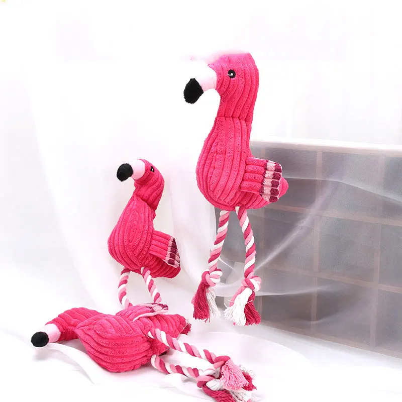 

Zabawki Dla Psa Plush Toys Juguetes Perro Flamingo Plush Toy Dog Toys Plush Squeaking Dog Interactive Chew Sound Playing Games