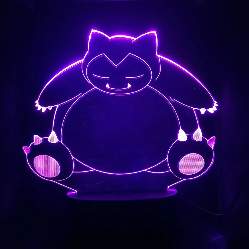 Snorlax светодиодный ночной Светильник USB сенсорный датчик RGB декоративный ночной Светильник детский подарок Мультяшные игрушки игры покемон настольная лампа для спальни