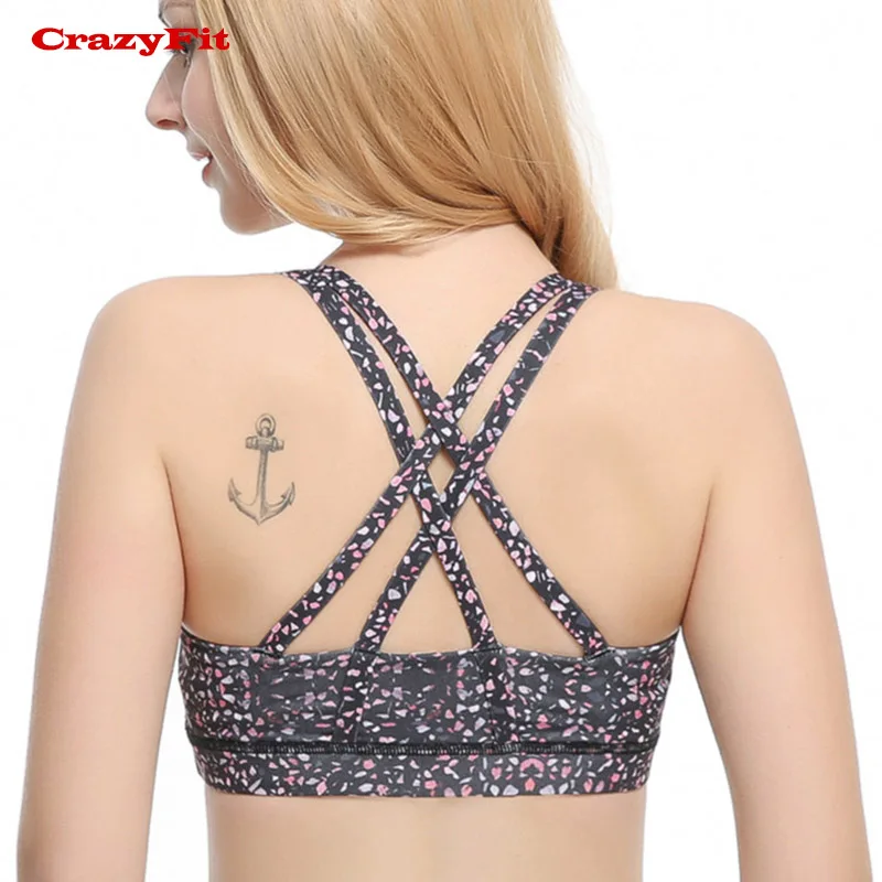 Floral Crazyfit спортивный бюстгальтер работает Для женщин Спортивная майка для Фитнес Йога Спорт бюстгальтер нижнее белье спортивные женские тренажерный зал ремень Спортивная - Цвет: Floral