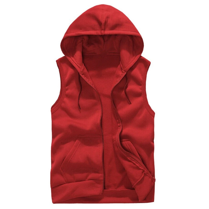 Для мужчин s худи без рукавов модные Повседневное толстовка с капюшоном