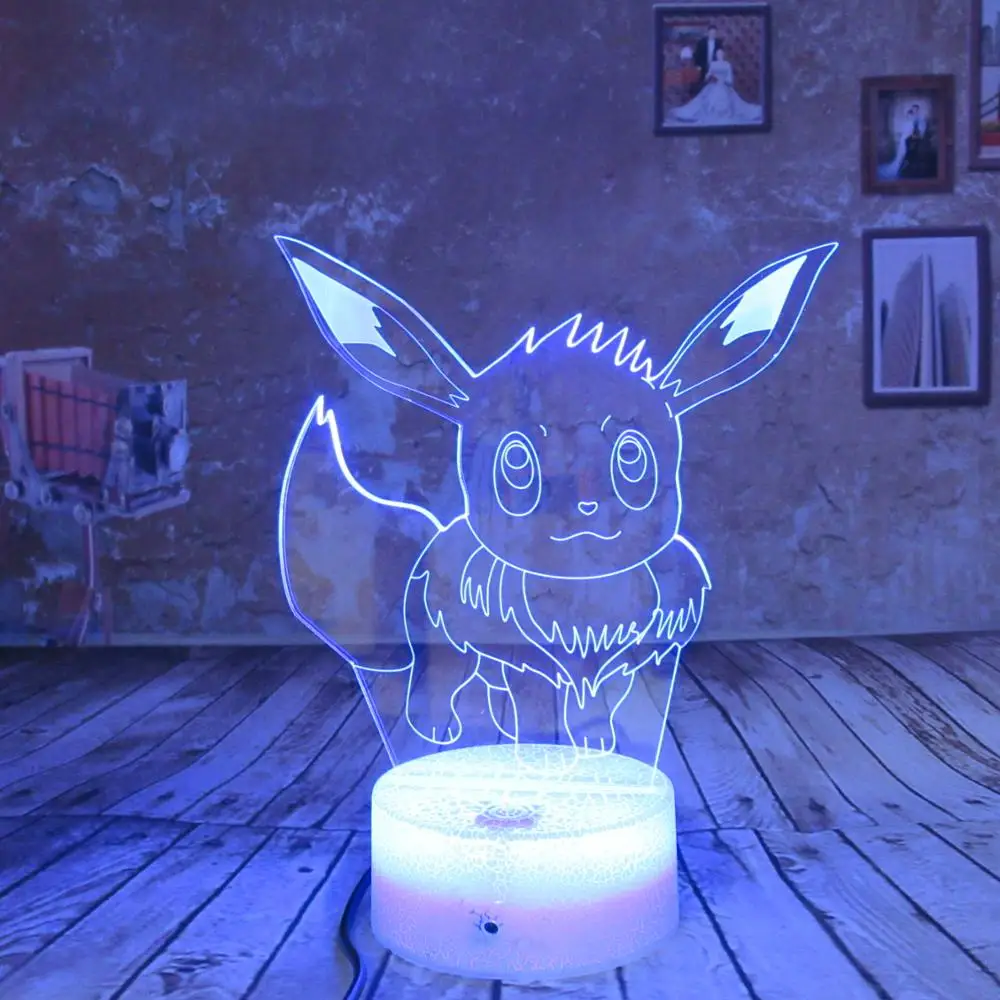Покемон го Evee 3D ночник 7 цветов Изменение LED USB детская настольная лампа сенсорная