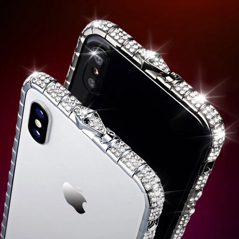 Для iPhone X XR XS Max роскошный кейс чехол-бампер с алмазами для iPhone 8 7 6 6 S Plus Чехлы блестящая металлическая рамка со стразами