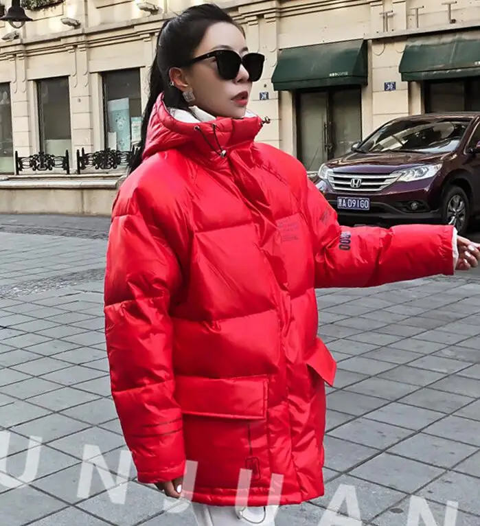Красный Winter Jacket Women Down Jacket 90% White Duck Down Coats Thick Warm Hooded Female Waterproof Parka Snow Outerwear - Цвет: Красный