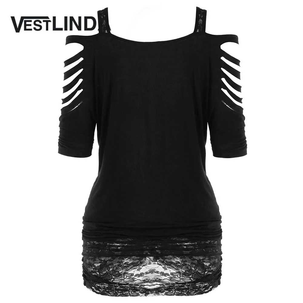 Женская футболка VESTLINDA Повседневная Туника с открытыми плечами и квадратным