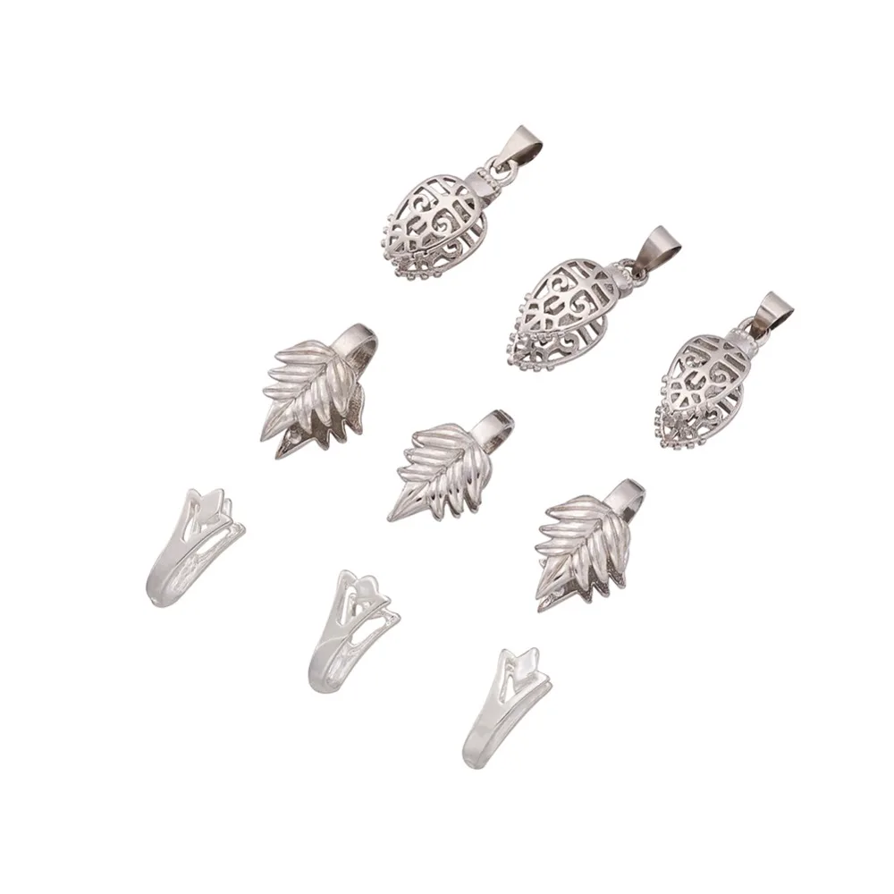 

3style Tibetan Brass Leaf Clasps Pinch Bails Set Pendant Fixed Findings DIY Necklaces Bail Beads Connectors Jewelry Making