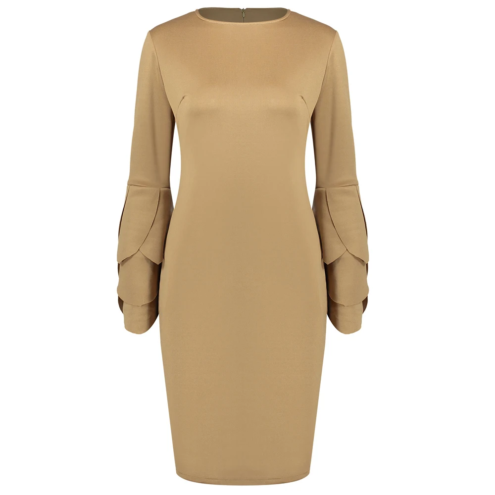 Женское офисное платье VESTLINDA повседневное облегающее с круглым вырезом и