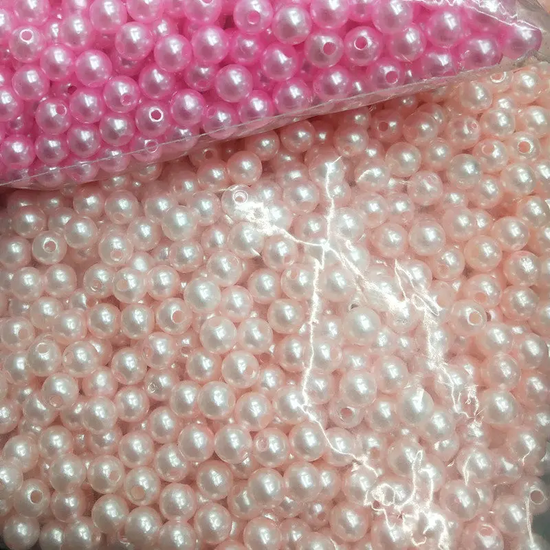 Light Pink 500 г 6 мм 8 мм Пластиковые Бусины круглые с отверстием окрашенные серебристо-золотые белые жемчужные бусины для украшения цвета металлик - Цвет: Light Pink
