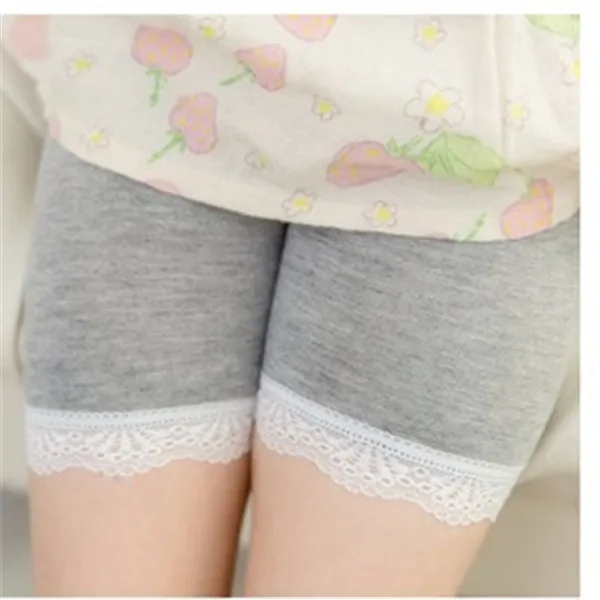 lace gray Высококачественные шорты безопасности штаны для девочек, однотонное нижнее белье, мягкие эластичные хлопковые легинсы, кружевные трусы для девочек, Короткие штаны для детей - Цвет: lace gray