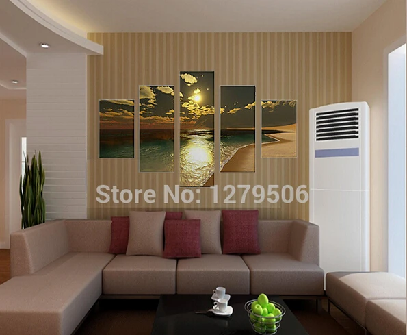 

Abstract Oil Painting Handmade High Quality Picture Living Room Unique Gift Sunset Seaside Paintings Painted Canvas Hang On Wall