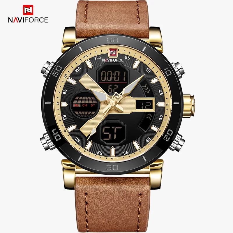 GGLBN NAVIFORCE мужские креативные спортивные часы с хронографом мужские модные кварцевые часы с двойным дисплеем мужские наручные часы Relogio Masculino - Цвет: GGLBN