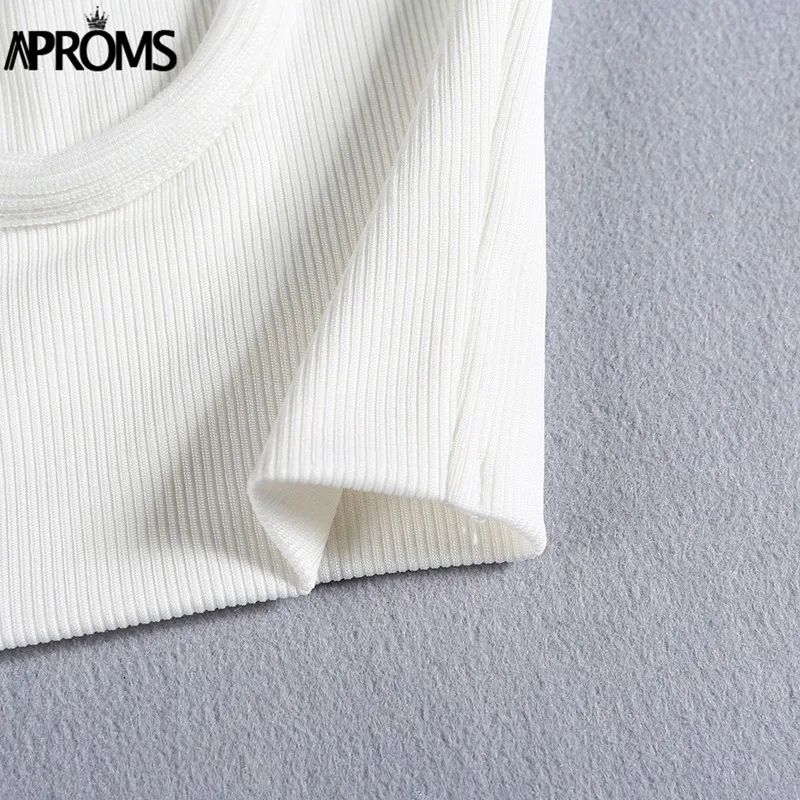 Aproms, уличная одежда, базовая майка, модная,, женская, на тонких бретелях, трикотажная, ребристая, обрезанная майка, короткий, эластичный бюстгальтер, футболки, футболка