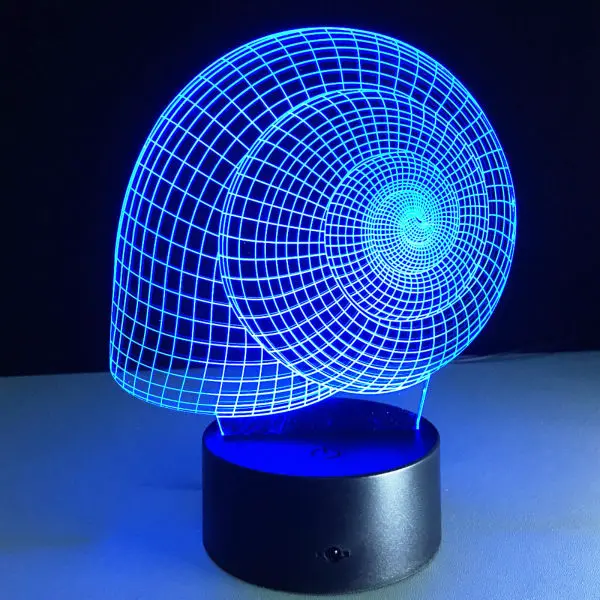 3D Snail Shell lamp Visual Night Light LED Illusion Bedroom USB table Lam Color-changing As Home decoration | Лампы и освещение