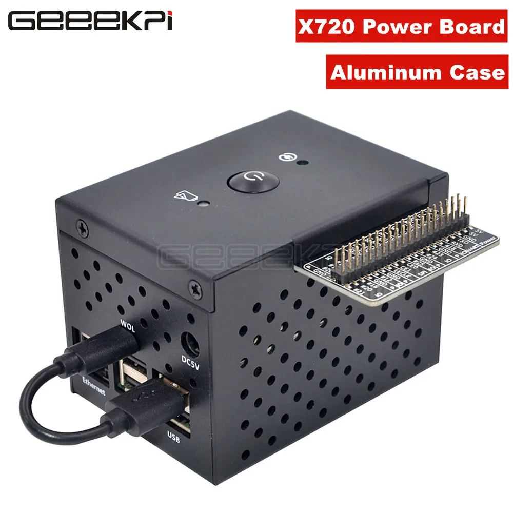 

GeeekPi X720 Power Management Board&UPS HAT (18650 Power) Safe Shutdown Aluminum Case Expansion Board for Raspberry Pi 3B+/3B