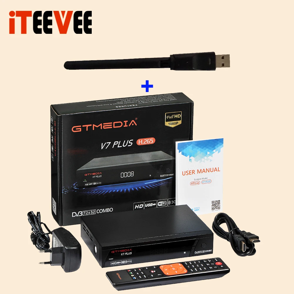 H.265 комбинированный приемник DVB-S2 DVB-T2 GTMEIDA V7 PLUS поддержка PowerVu Biss CCams Newcamd WiFi 3g Youtube Youporn Freesat V7 Plus