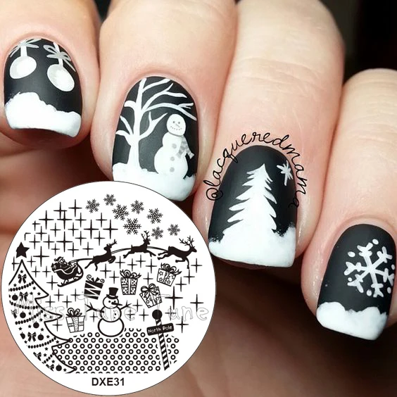 Рождественский дизайн ногтей штамп шаблоны штамповки пластины Рождественская