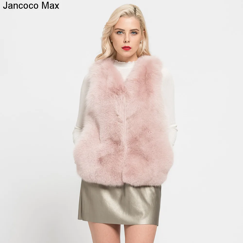 Jancoco Max натуральный мех лисы жилет женская модная жилетка наивысшего качества Зимняя теплая верхняя одежда пальто куртка S7159