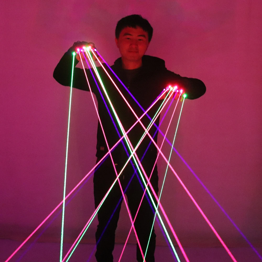 RGB лазерные перчатки со светодиодом с 7 шт. лазером 2 зеленый + 3 красный фиолетовые