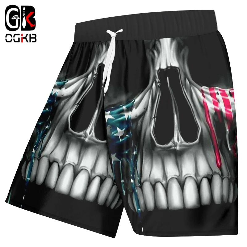 

OGKB Unisex Cool Beach Shorts Print Skull Teeth 3D Board Bebermuda Shorts For Women/men High Waist Elastic Boxers Trousers 5XL