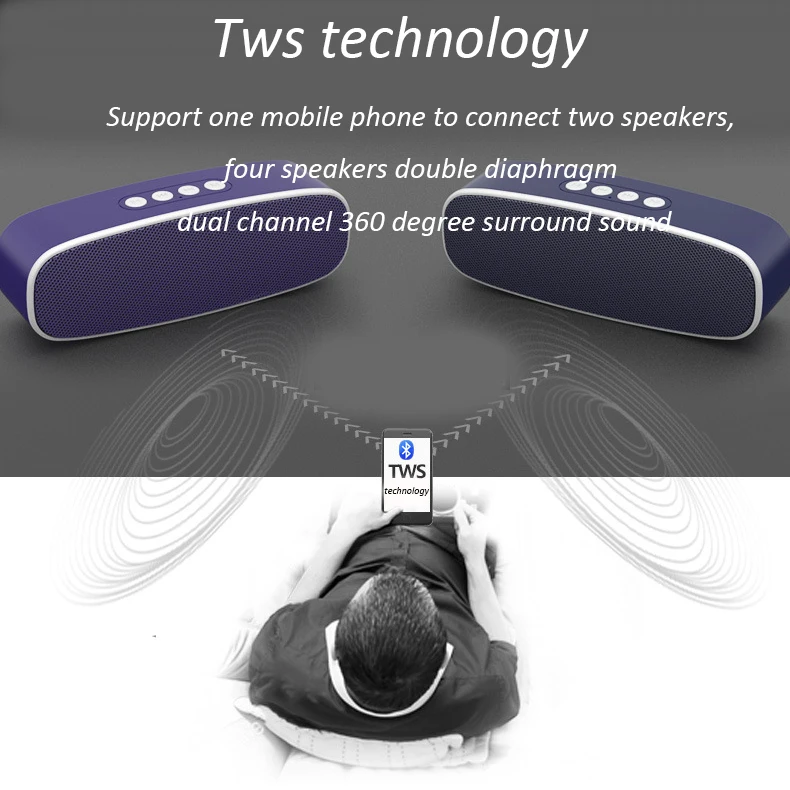 Портативная беспроводная стерео Колонка 10 Вт мощная Bluetooth система TF FM радио