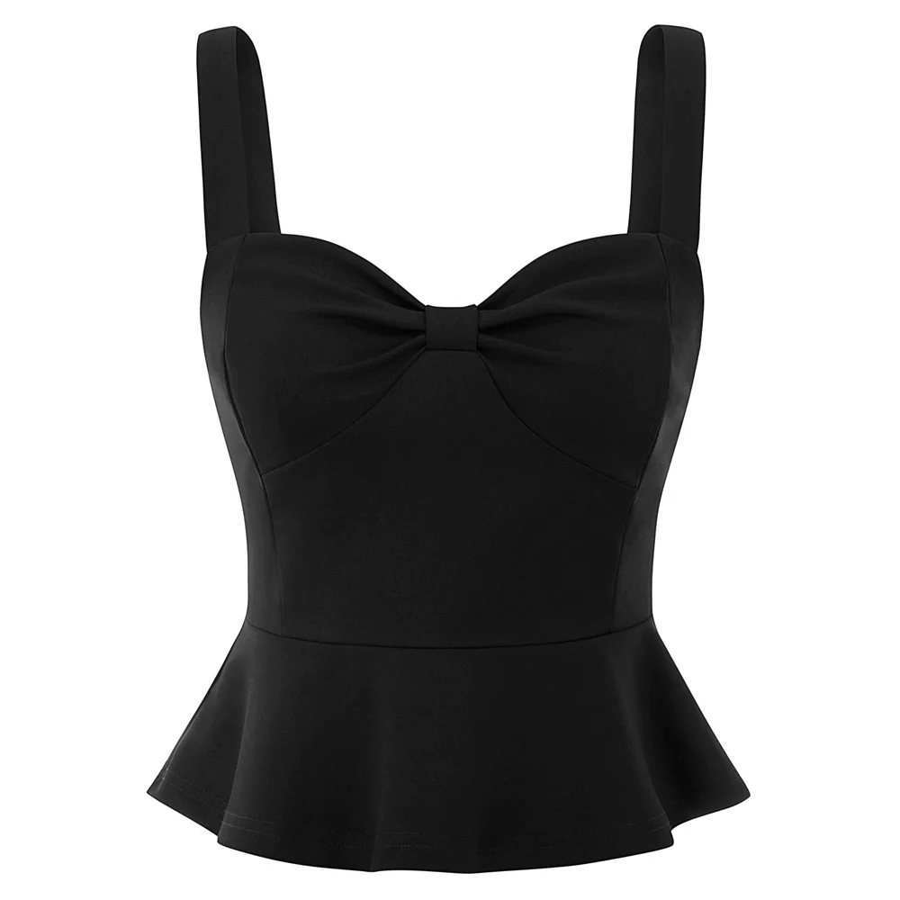 Женские винтажные топы без рукавов с рюшами и баской для официальных вечеринок| |