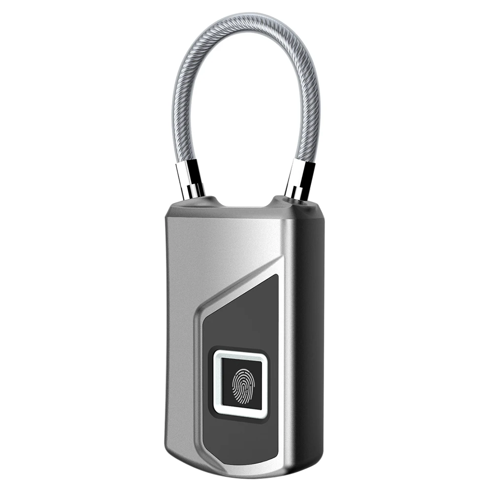 Серебристый USB Перезаряжаемый Умный Замок без ключа с защитой от отпечатков пальцев IP65 Водонепроницаемый Противоугонный замок для безопасности дверной Чехол для багажа - Цвет: Серебристый